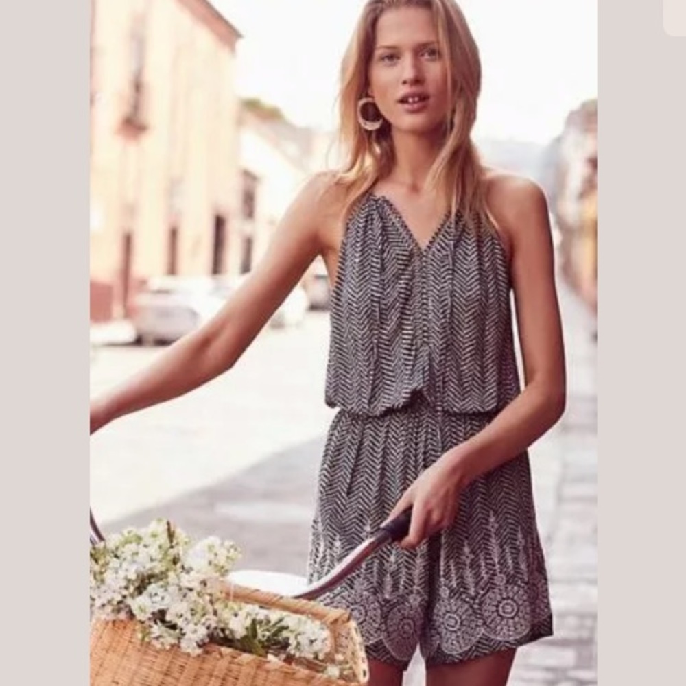 Anthropologie Ranna Gill Embroidered Vine Romper
